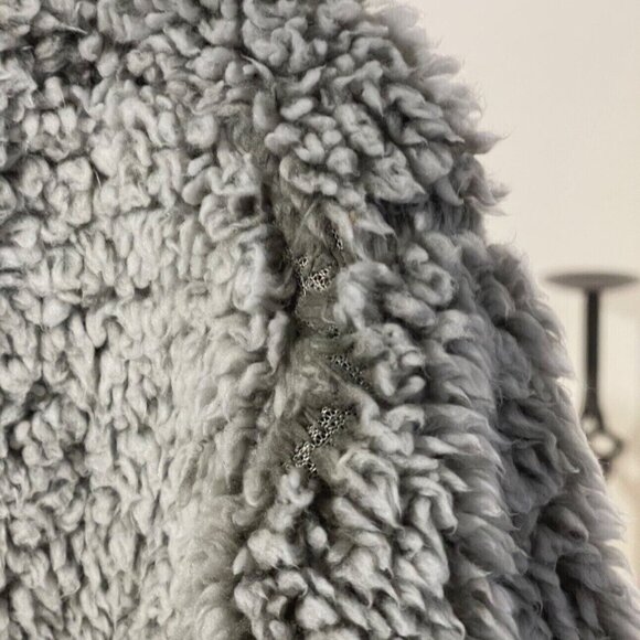 USA Palm Men Large Reversible Sherpa 1/4 Zip Pullover Jacket Gray Blue Geometric - Picture 7 of 16